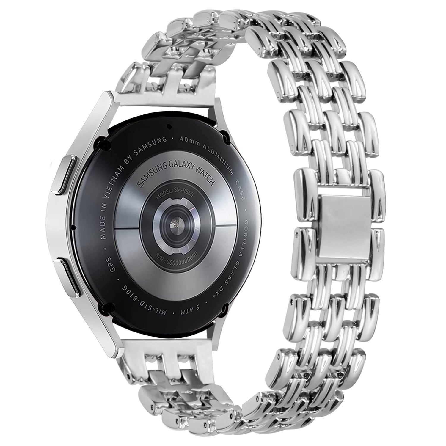 Stainless Steel Watch Band for Samsung Galaxy Watch4 Active 40mm 44mm Watch4 Classic 42mm 46mm 20mm Hollow 5 Beads Metal Strap Stainless Steel Watch Band for Samsung Galaxy Watch4 Active 40mm 44mm Watch4 Classic 42mm 46mm 20mm Hollow 5 Beads Metal Strap
